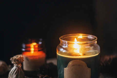 A glass candle jar illustrating wax blend applications